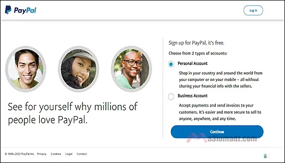 تسجيل حساب باي بال جديد شخصي