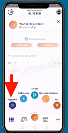 إرسال الأموال من بنك MyFin إلى Wise (ختيار Transfer)